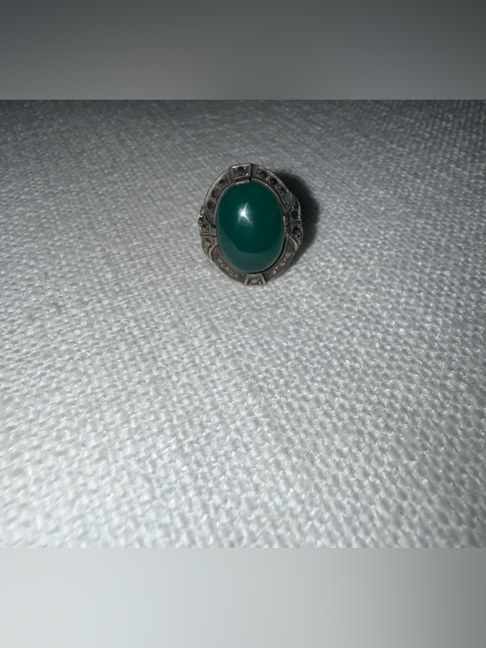 Green Onyx & Marcasite Ring Circa 1930’s